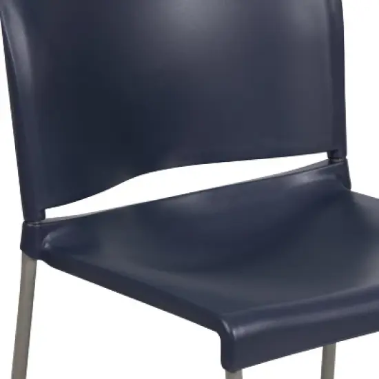 Flash Furniture HERCULES Series 880 lb. Capacity Navy Full Back Contoured Stack Chair with Gray Powder Coated Sled Base image {6}