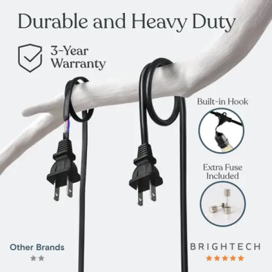 Brightech 15-Bulb LED Ambience Pro 2W 48ft 3000K S14 Indoor Outdoor Plug-in Hanging String Lights Spiral Filament Bulb Black Wire image {4}