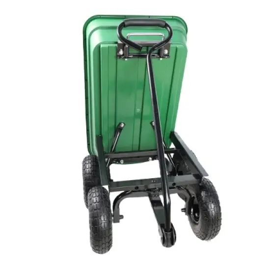 Folding car Poly Garden dump truck with steel frame, 10 inches. Pneumatic tire, 300 lb capacity body 55L Green image {6}