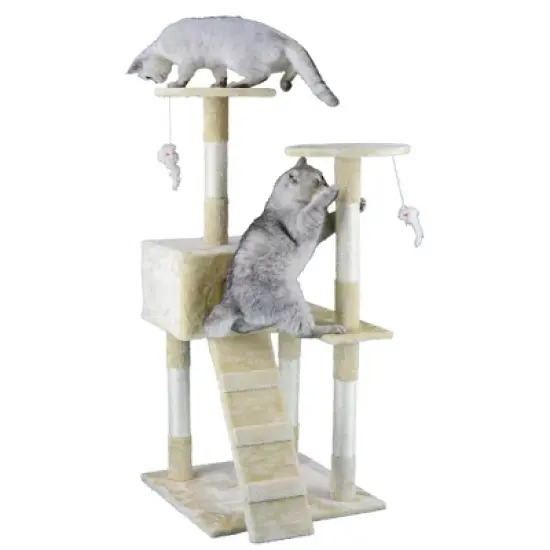 Homessity 51" Economical Cat tree Condo with Sisal covered Posts HC-009 image {2}