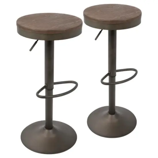 Set of 2 Dakota Adjustable Industrial Barstools - LumiSource image {9}