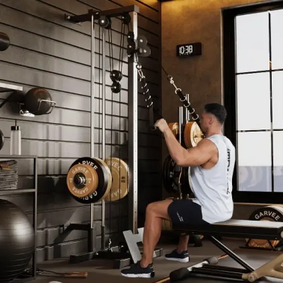 Cable Machine Home Gym - Wall Mount Pulley System with High/Low Dual Cable, 18 Adjustable Positions for Strength Training image {5}