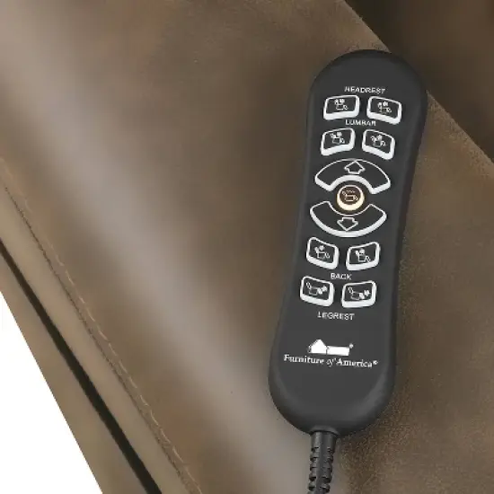 HOMES: Inside + Out Starbright Leatherette Powered Lift Chair Recliner with Zone Heating and Patented Footrest Extension Brown image {2}