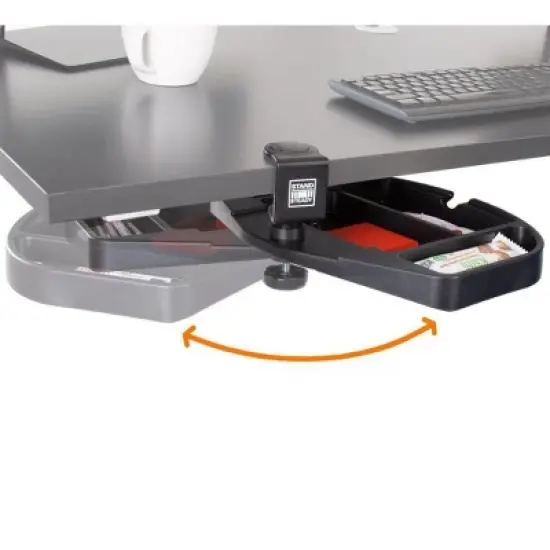 Clamp-On Desk Organizer &ndash; 13.5&rdquo; Swivel Pen Tray with 4 Storage Compartments &ndash; Black &ndash; Stand Steady image {4}