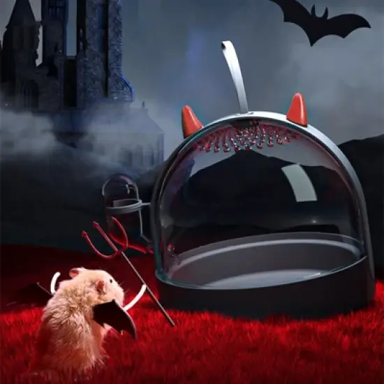 Portable transparent hamster cage with silicone handle, 180 degree horizontal rotation travel carrier image {1}