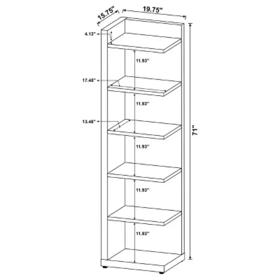 71" Modern 6 Shelf Corner Bookcase Cappuccino - Coaster image {8}