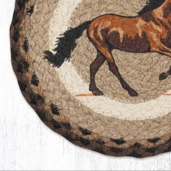 Earth Rugs Farmhouse Style Stallion Printed Jute Trivet 10"x10" image {1}