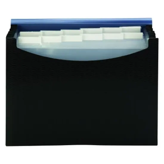 Smead Poly Expanding File, 12 Dividers, Flap and Cord Closure, Letter Size, Wave Pattern Blue/Black (70863) image {7}