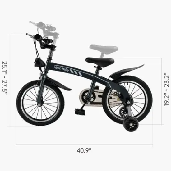 Topteng 14 16 Inch Kid's Bike Children Bicycle with LED Headlight for Boys and Girls - Black/Red image {8}