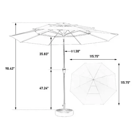 10FT 3-Tier Auto-Tilt Outdoor Umbrella, Aluminum Patio Table Umbrella for Market, Pool, Deck (Base Not Included) - Maison Boucle image {3}