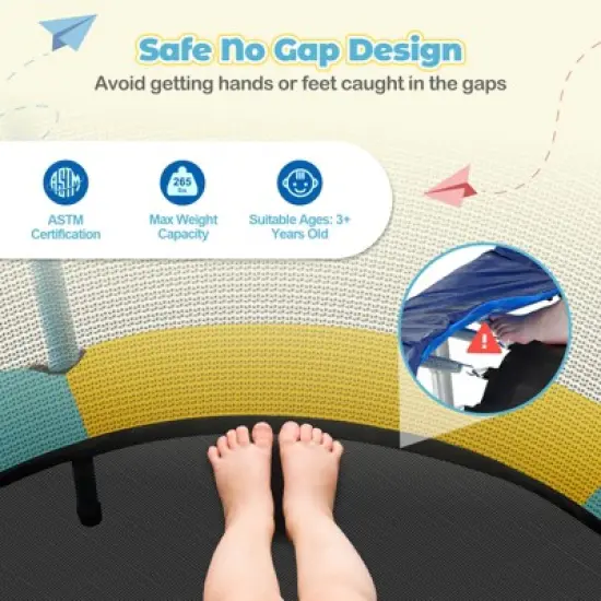 Infans 48"Toddler Trampoline for Kids with Safety Enclosure Net Heavy-duty Frame Yellow image {5}