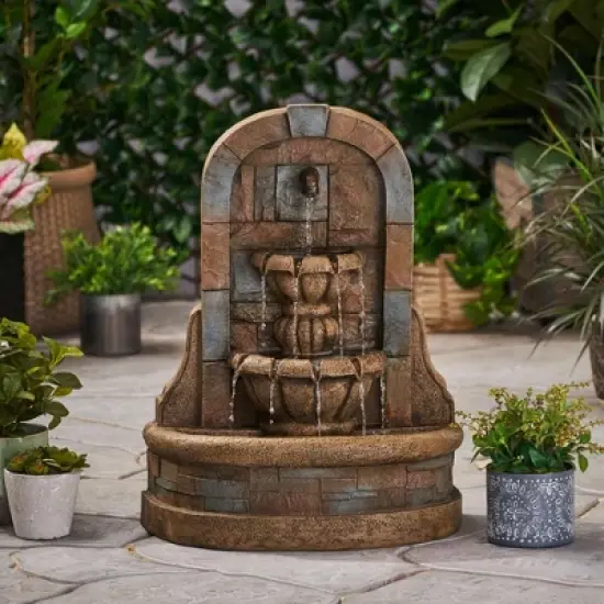 NAYSAYE Fountain Classic Roman Two Tier Design with Elegant Stone Inspired Style for Garden Patio Outdoor, Stone Gray, 22"*12.25"*29" image {5}