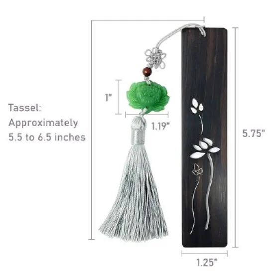 Wrapables Sandalwood Bookmark with Pendant Tassel for Book Lovers and Readers, Water Lily image {6}