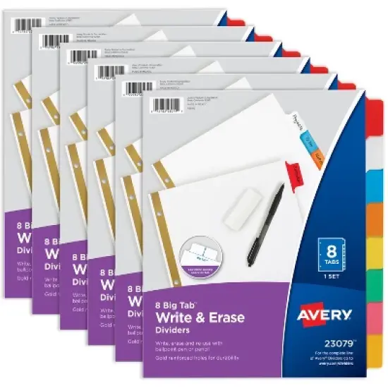 Avery Big Tab Write & Erase 8-Tab Dividers (6-Pack of 23079) image {9}