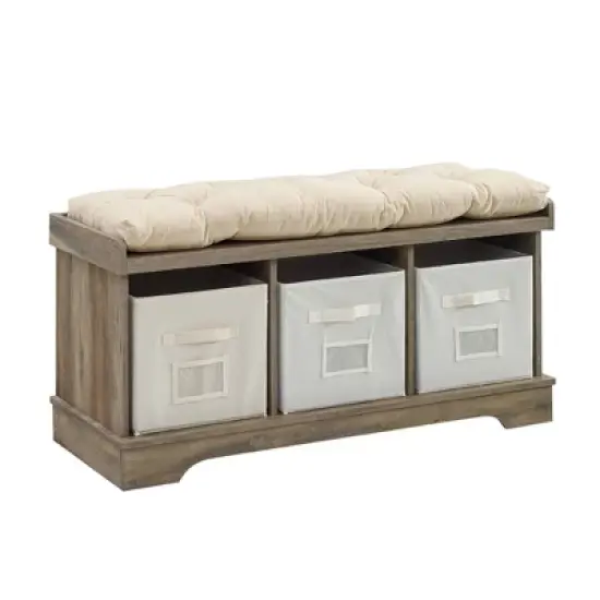 42" Upholstered Wood Entryway Bench with Storage - Saracina Home image {6}