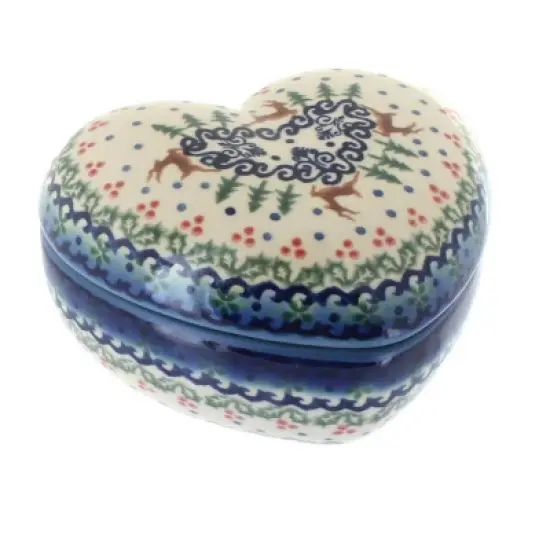 Blue Rose Polish Pottery 124 Vena Large Heart Box image {8}