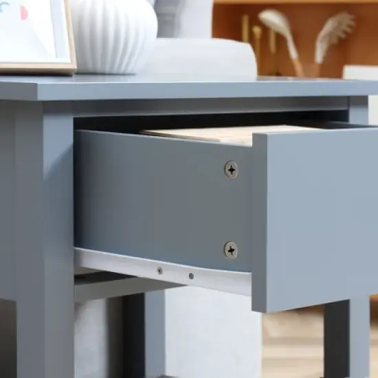 HOMCOM Modern Style Nightstand, Side Table with Drawer and Storage Shelf for Bedroom, or Living Room, Gray image {4}