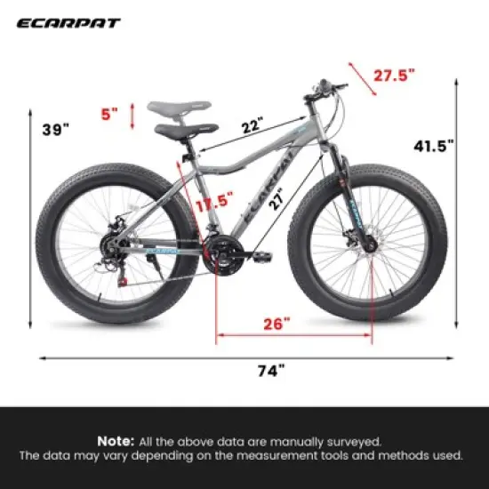 Aukfa 26 Inch Mountain Bike for Adults - 21 Speed, Front Suspension, Disc Brakes - All Terrain Bike for Men & Women image {7}