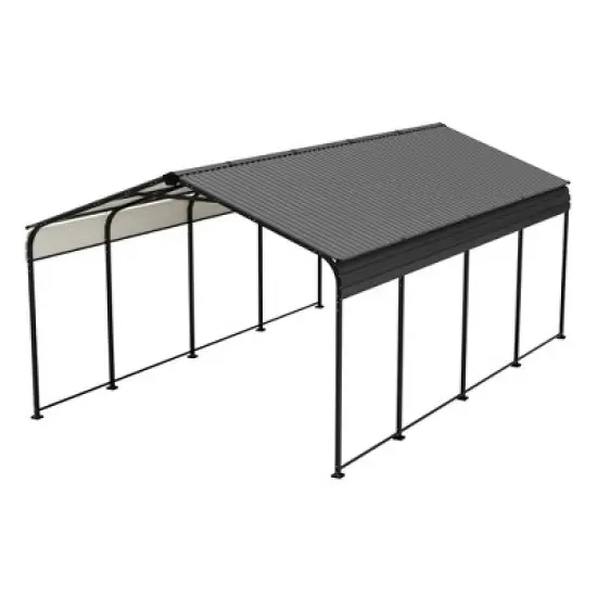 GDFStudio Cathy Modern 12X20 FT Outdoor Metal Carport, Black image {7}