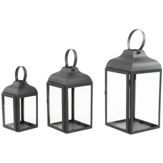 Northlight Set of 3 Black Traditional Style Candle Lanterns 12.75" image {4}