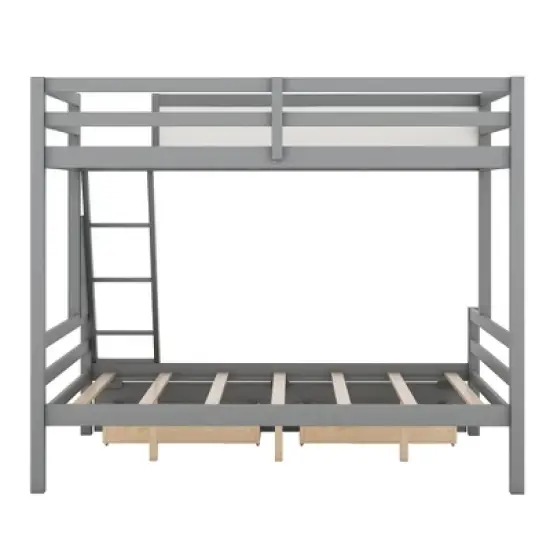 Twin over Full Bunk Bed with Whiteboard, 3 Hooks and 2 Drawers-ModernLuxe image {8}