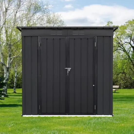 GDFStudio Virginia Modern 6ft x 4ft Outdoor Metal Storage Shed with Two Integrated Punched Vents image {2}