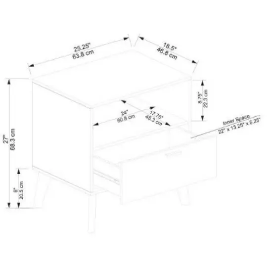 Reid 1 Drawer Nightstand Walnut - Linon image {12}