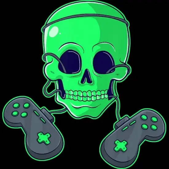 Boy's Design By Humans Halloween Skeleton Skull Crossbones Video Gamer By TaiHan T-Shirt image {1}