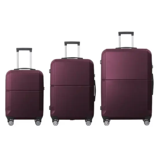 NAYSAYE Luggage ABS Hardshell 3 Piece Spinner Set with TSA Lock and Multi Position Handle for Travel, Purple, 21.06"*11.81"*30.31" image {5}