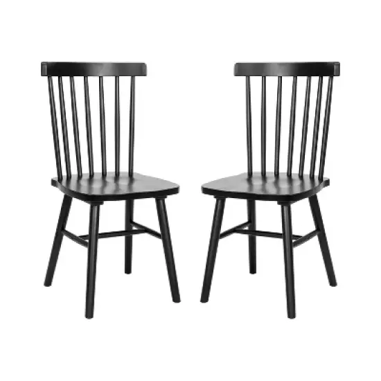 Emma and Oliver Set of Premium Solid Wood Spindle Back Armless Dining Chairs with Saddle Seats and Felt Floor Protectors image {1}