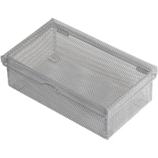 YBM Home Silver Mesh Steel Box with Hinged Lid image {4}