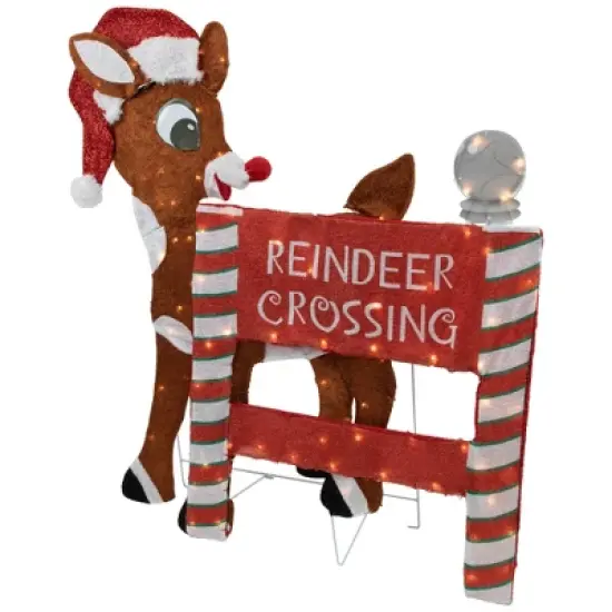 Northlight 36" LED Lighted Rudolph Reindeer Crossing Outdoor Christmas Sign Decoration image {3}