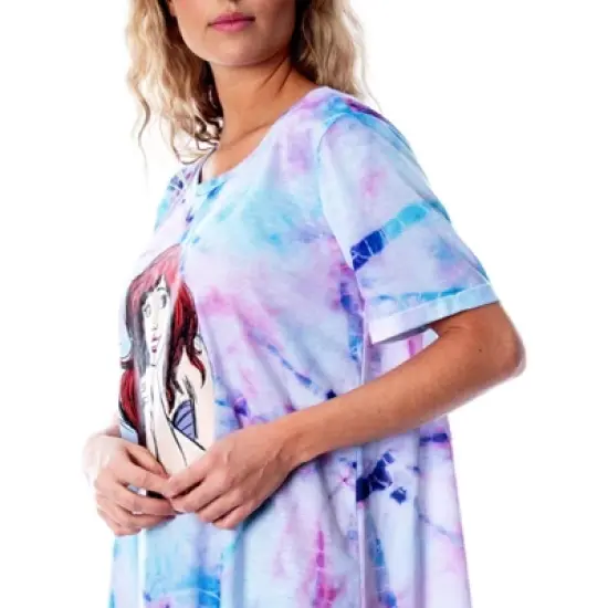 Disney Princess Women's Little Mermaid Ariel Tie Dye Nightgown Sleep Shirt image {4}