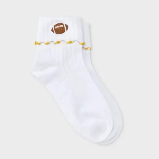Women's Game Day Embroidered Football Pointelle Bobby Socks with Lettuce Edge Cuff - Wild Fable&trade; image {15}