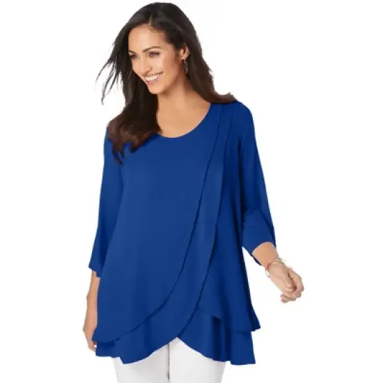 Jessica London Women&rsquo;s Plus Size Double Layer Tunic image {4}