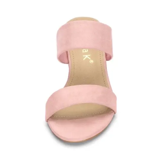 Allegra K Women's Block Heel Dual Straps Slide Sandals image {1}