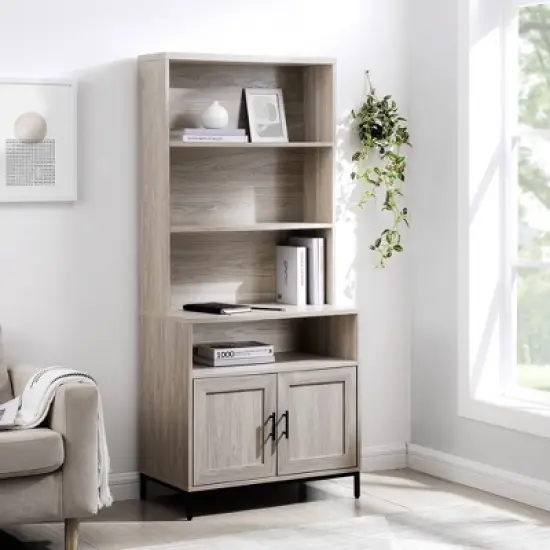 64.12" Orin Modern 2 Door Bookshelf Hutch - Saracina Home image {1}