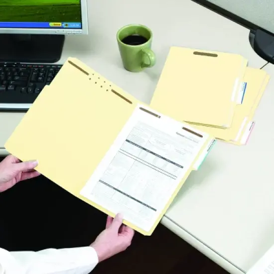 Smead Fastener File Folder, 2 Fasteners, Reinforced 1/3-Cut Tab, Letter Size, Manila, 12 per Pack (11537) image {4}