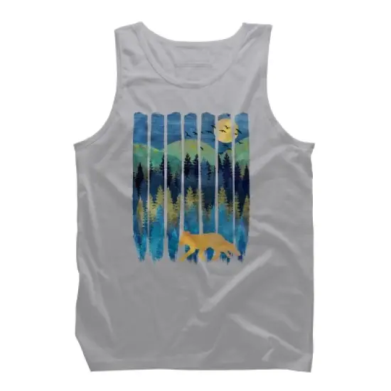 Men's Design By Humans Fox Forest Night By Maryedenoa Tank Top image {10}