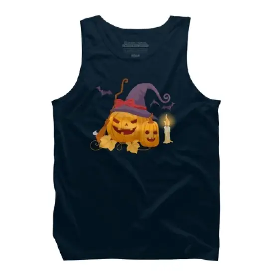 Men's Design By Humans Halloween Witch Pumpkins With Bats By VectorVillain Tank Top image {6}