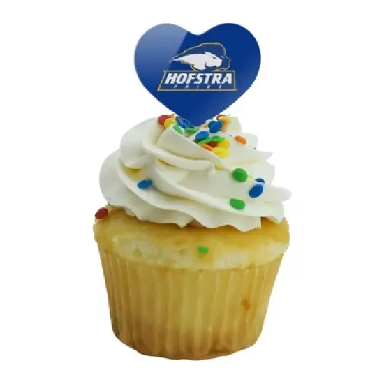 Hofstra University Lions Logo Heart Love Cupcake Picks Toppers Decoration Set of 6 image {4}
