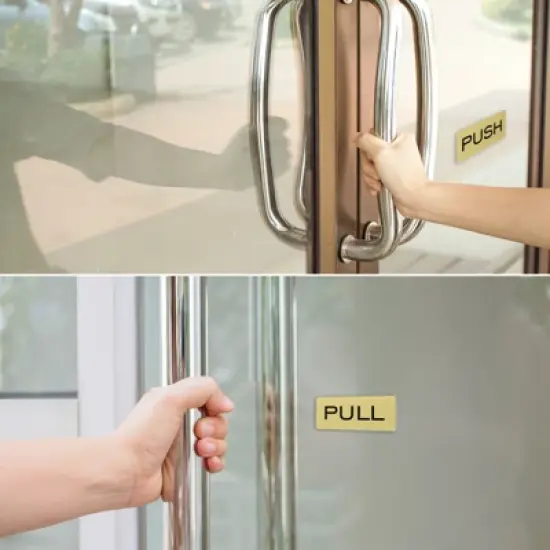 Unique Bargains Rectangle Acrylic Self-Adhesive Decor Home Business Push Pull Door Sign 2 Pcs image {3}