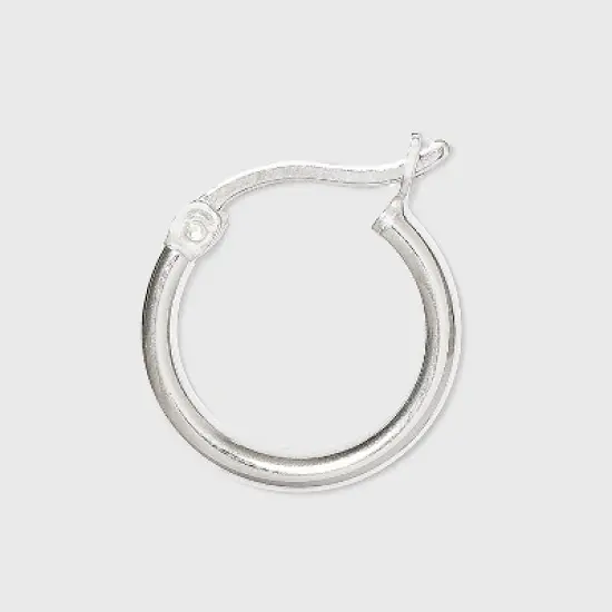 Women's Sterling Silver Tube and Square Cut Hoop Earring Set 2pc - A New Day&trade; Silver image {1}