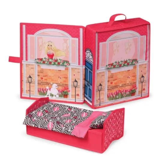 Home & Go Dollhouse Playset Travel & Storage Case with Bed/Bedding for 12" Fashion Dolls - Pink image {4}
