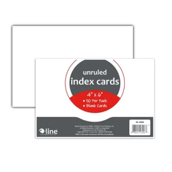 C-Line&reg; Index Cards, 4" x 6", White, Unruled, 50 Per Pack, 10 Packs image {1}
