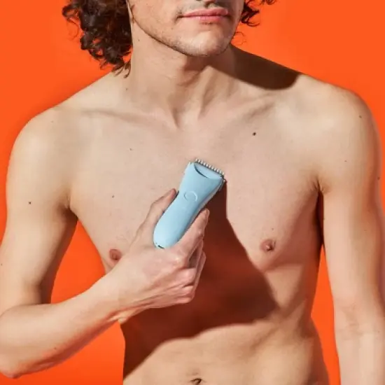 Meridian Trimmer Plus with Charging Dock, Pubic & Body Hair Trimmer Men Women,Below-the-Belt Groomer,Ball Trimmer,Bikini Trimmer,BonusPouch - Sky image {9}