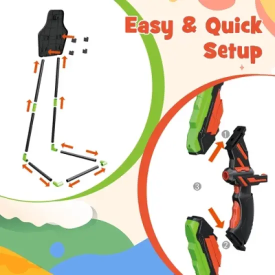 Costway 2-Pack Bow and Arrow Set for Kids LED Light Up Archery Toy with 20 Suction Arrows image {8}