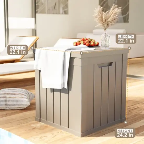 Syemin 28 Gal Outdoor Storage Deck Box Patio Gardening Tools image {8}