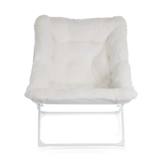 Dorm Folding Plush Chair in White image {3}