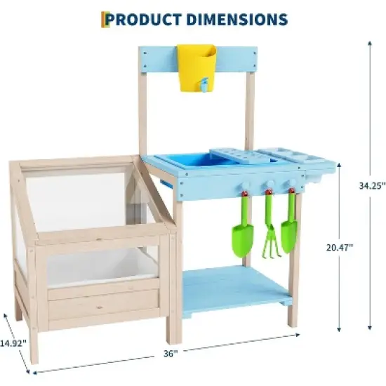 Outdoor Garden Potting Bench Table Work Station with Transparent Planter Box Raised Garden Bed 3 Side Plant Pots and Storage Shelf image {4}